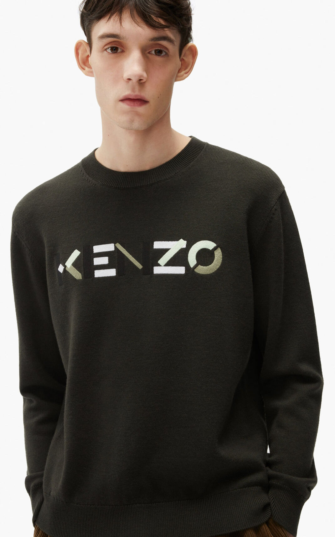 Kenzo Logo merino wool Puloveri Muške - Sive Sive - Hrvatska BIOUMF186